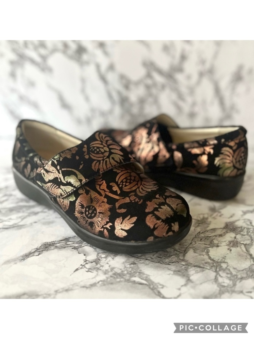 Algeria by DG Lite Lauryn Regal Clogs Suede Black Copper Wedge 8.5/EU 39 Preppy